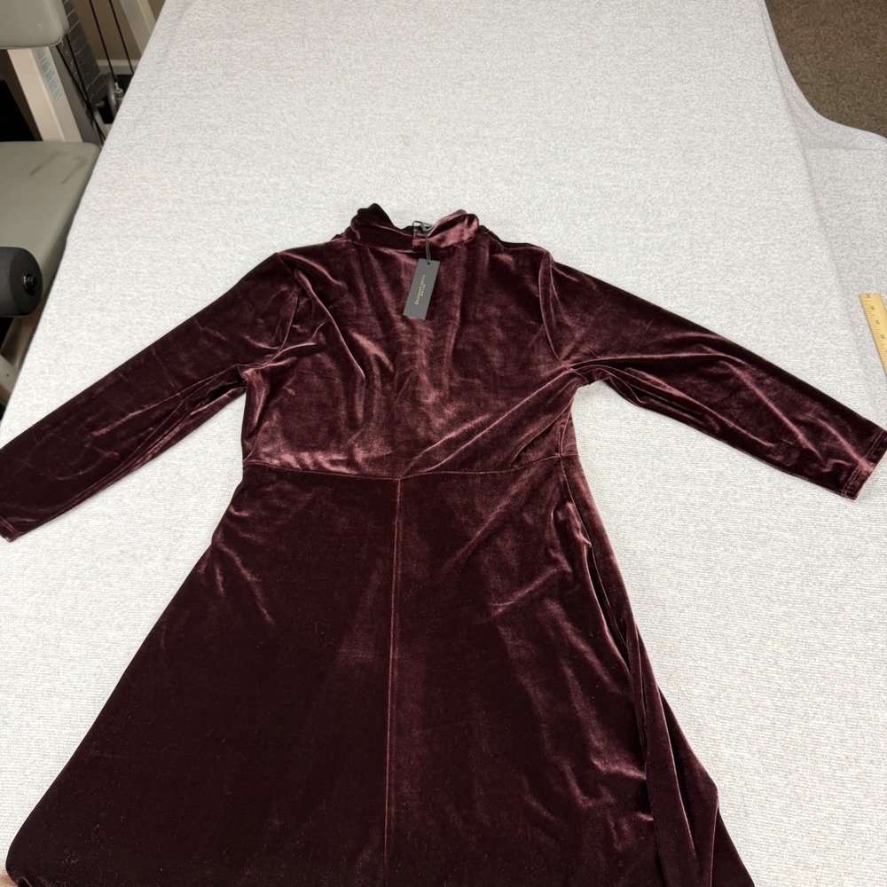 Donna Karan New York Velvet Twist Front Midi Dress Falling Leaves Purple L $165 - Picture 12 of 15